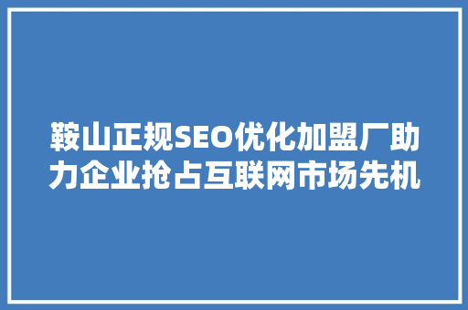鞍山正规SEO优化加盟厂助力企业抢占互联网市场先机