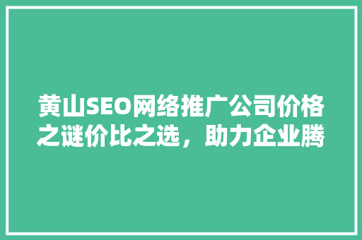 黄山SEO网络推广公司价格之谜价比之选，助力企业腾飞