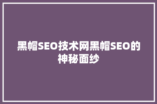 黑帽SEO技术网黑帽SEO的神秘面纱