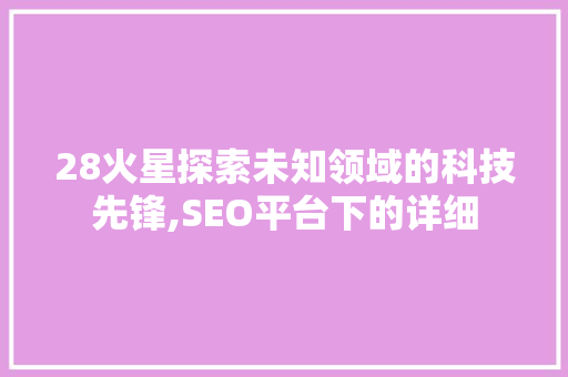 28火星探索未知领域的科技先锋,SEO平台下的详细