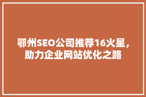 鄂州SEO公司推荐16火星，助力企业网站优化之路