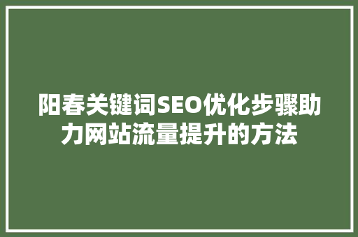 阳春关键词SEO优化步骤助力网站流量提升的方法