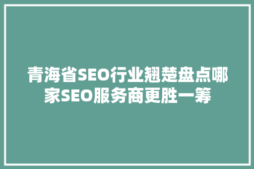 青海省SEO行业翘楚盘点哪家SEO服务商更胜一筹
