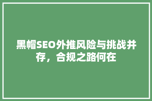黑帽SEO外推风险与挑战并存，合规之路何在