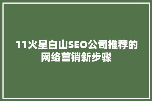 11火星白山SEO公司推荐的网络营销新步骤