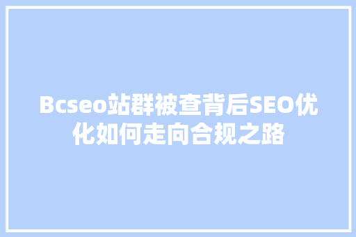 Bcseo站群被查背后SEO优化如何走向合规之路