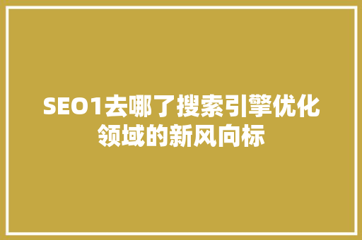 SEO1去哪了搜索引擎优化领域的新风向标