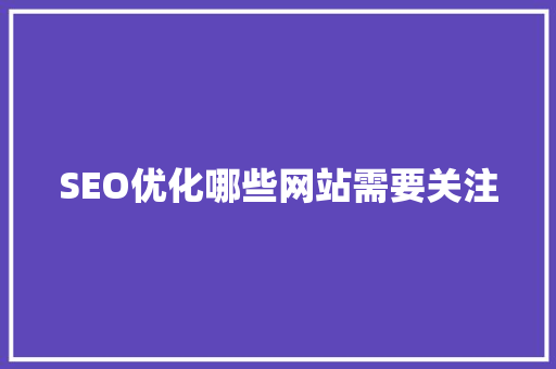 SEO优化哪些网站需要关注