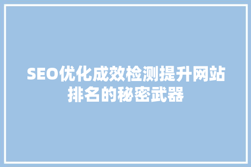 SEO优化成效检测提升网站排名的秘密武器