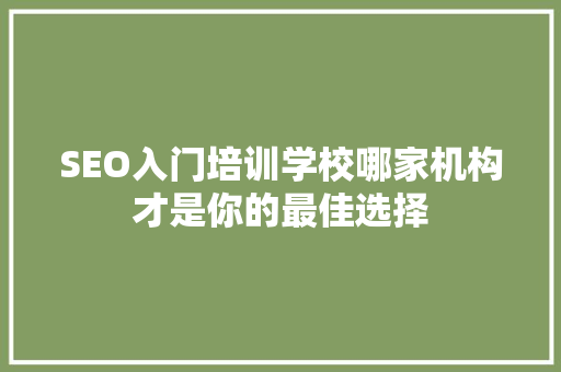 SEO入门培训学校哪家机构才是你的最佳选择