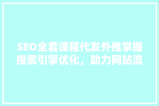 SEO全套课程代发外推掌握搜索引擎优化，助力网站流量翻倍