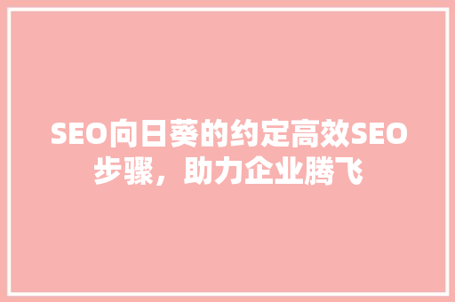 SEO向日葵的约定高效SEO步骤，助力企业腾飞