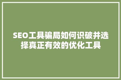SEO工具骗局如何识破并选择真正有效的优化工具