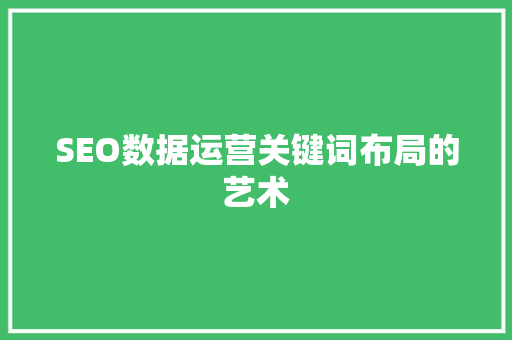 SEO数据运营关键词布局的艺术