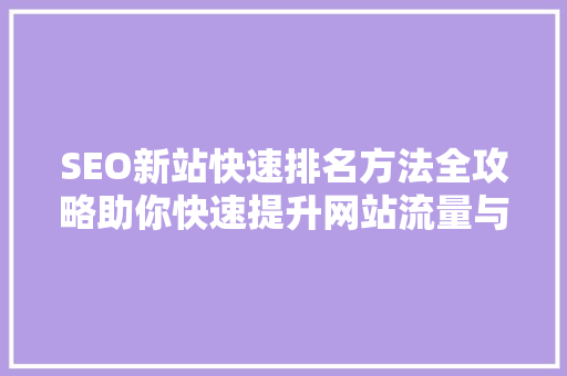 SEO新站快速排名方法全攻略助你快速提升网站流量与排名