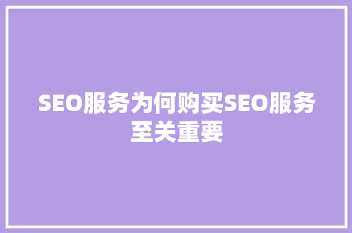 SEO服务为何购买SEO服务至关重要