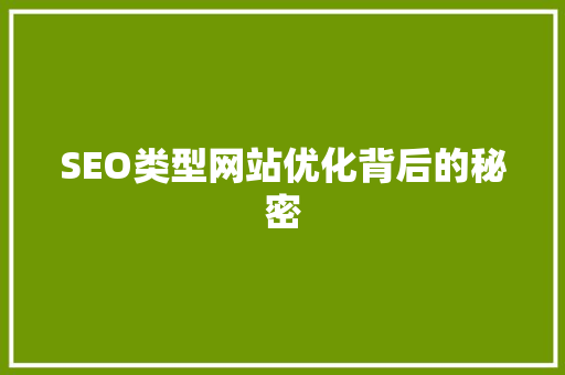SEO类型网站优化背后的秘密
