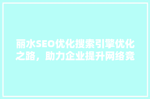 丽水SEO优化搜索引擎优化之路，助力企业提升网络竞争力