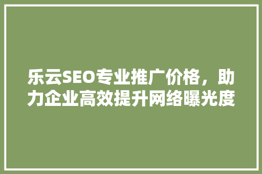 乐云SEO专业推广价格，助力企业高效提升网络曝光度