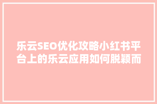 乐云SEO优化攻略小红书平台上的乐云应用如何脱颖而出