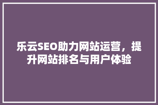 乐云SEO助力网站运营，提升网站排名与用户体验