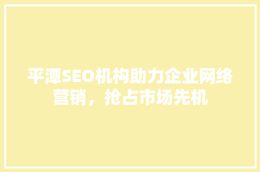 平潭SEO机构助力企业网络营销，抢占市场先机