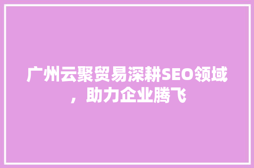 广州云聚贸易深耕SEO领域，助力企业腾飞