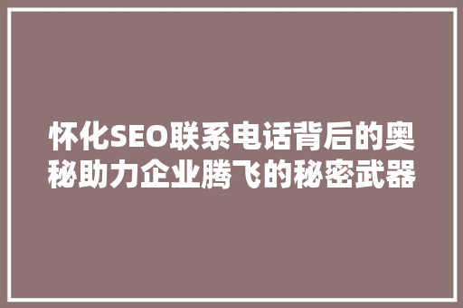 怀化SEO联系电话背后的奥秘助力企业腾飞的秘密武器