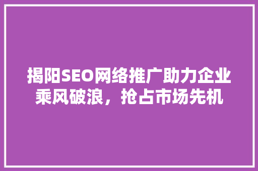 揭阳SEO网络推广助力企业乘风破浪，抢占市场先机