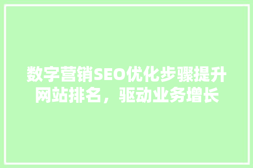 数字营销SEO优化步骤提升网站排名，驱动业务增长