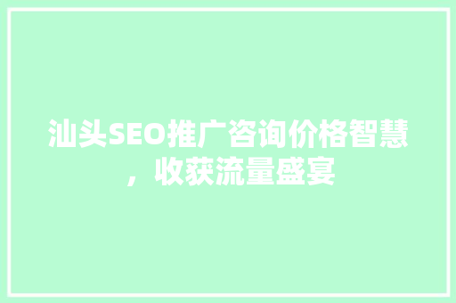 汕头SEO推广咨询价格智慧，收获流量盛宴