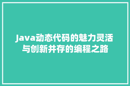 Java动态代码的魅力灵活与创新并存的编程之路