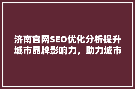 济南官网SEO优化分析提升城市品牌影响力，助力城市发展