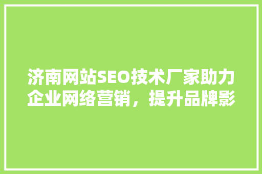 济南网站SEO技术厂家助力企业网络营销，提升品牌影响力