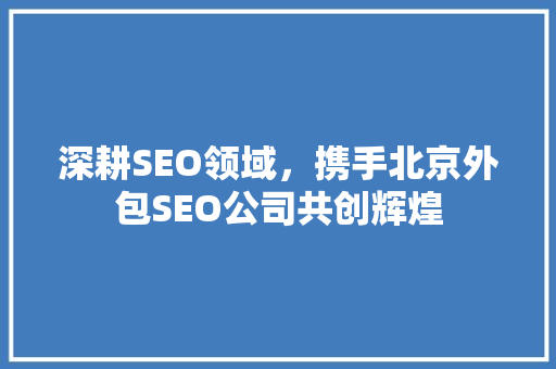 深耕SEO领域，携手北京外包SEO公司共创辉煌