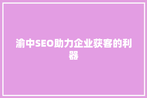 渝中SEO助力企业获客的利器