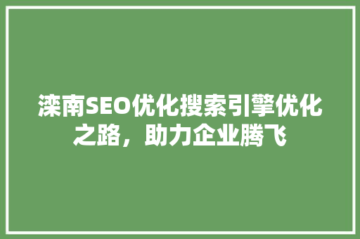 滦南SEO优化搜索引擎优化之路，助力企业腾飞