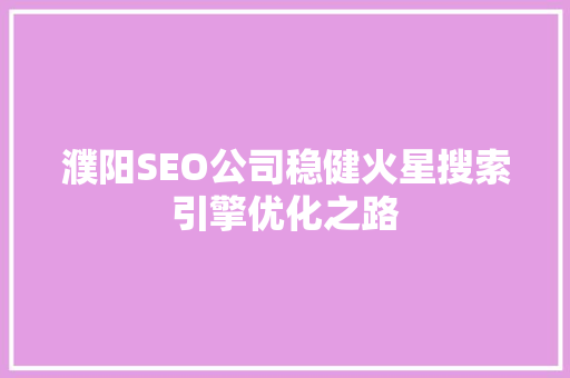 濮阳SEO公司稳健火星搜索引擎优化之路