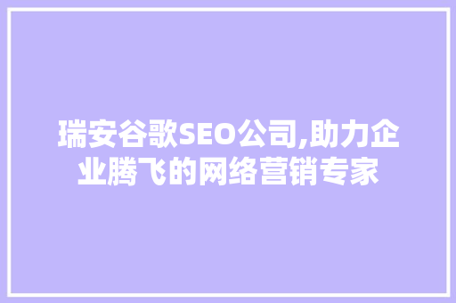 瑞安谷歌SEO公司,助力企业腾飞的网络营销专家