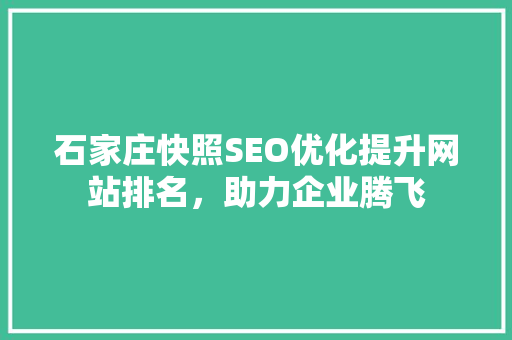 石家庄快照SEO优化提升网站排名，助力企业腾飞