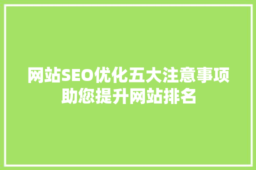 网站SEO优化五大注意事项助您提升网站排名