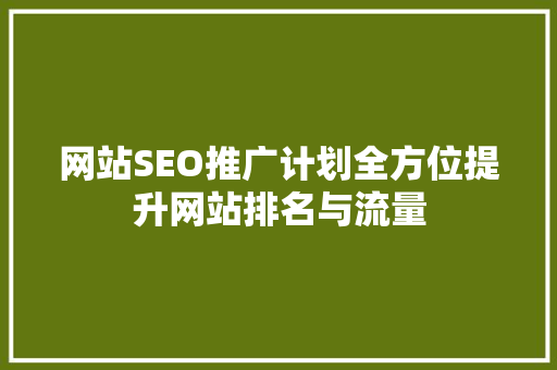 网站SEO推广计划全方位提升网站排名与流量