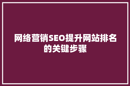 网络营销SEO提升网站排名的关键步骤