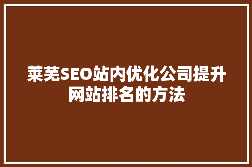 莱芜SEO站内优化公司提升网站排名的方法