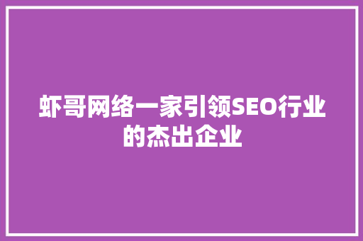 虾哥网络一家引领SEO行业的杰出企业