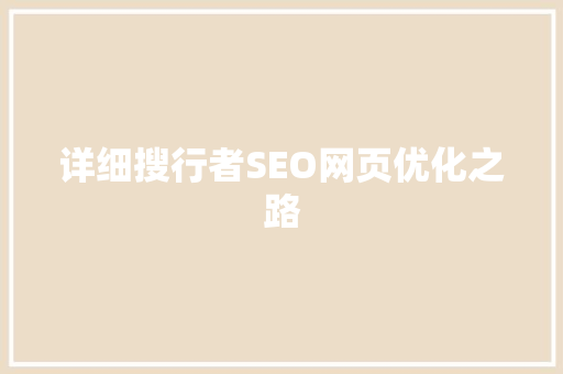 详细搜行者SEO网页优化之路