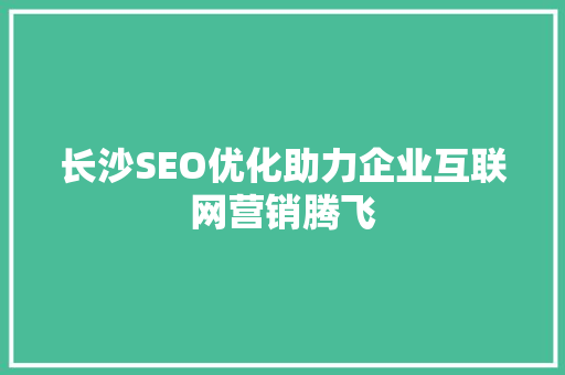 长沙SEO优化助力企业互联网营销腾飞
