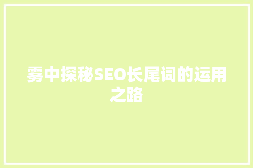 雾中探秘SEO长尾词的运用之路