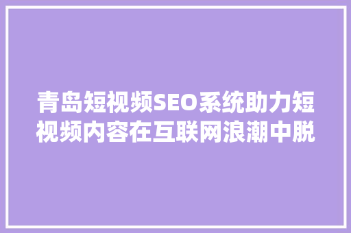 青岛短视频SEO系统助力短视频内容在互联网浪潮中脱颖而出