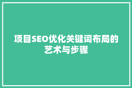 项目SEO优化关键词布局的艺术与步骤